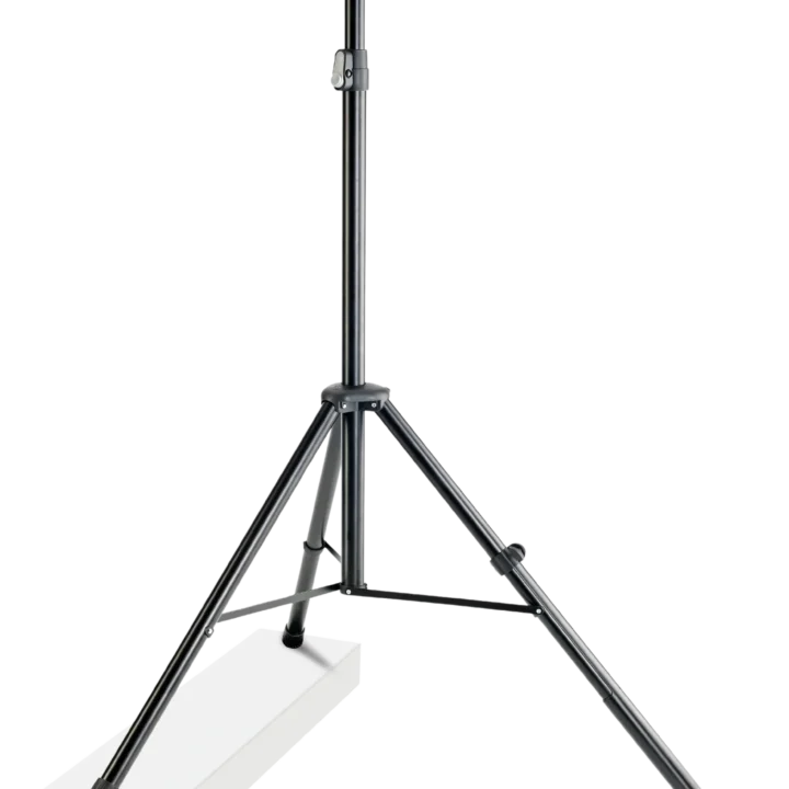 K&M leveling leg for speakers and lighting fixtures, dimensional diagram with measurements