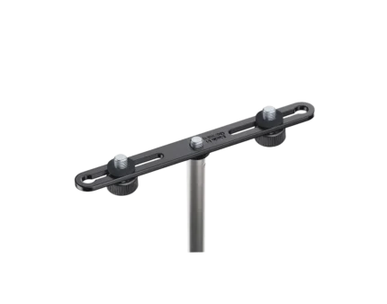 K&M microphone bar in black finish, professional mic stand accessory with adjustable mounting bracket