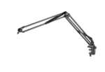 K&M microphone desk arm with black finish, adjustable boom and clamp mount