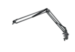 K&M microphone desk arm with black finish, adjustable boom and clamp mount