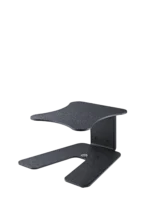 K&M monitor workstation stand structured black rear panel showing cable management and support structure