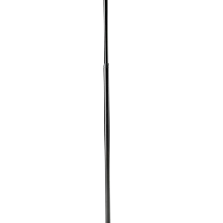 K&M Performer One Hand Adjustable microphone stand with black finish and telescoping boom arm