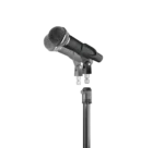 K&M quick release microphone adapter black finish shown from side profile angle