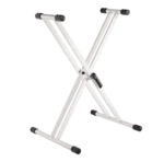 K&M Rick 20 keyboard stand in pure white with sturdy metal frame and adjustable height