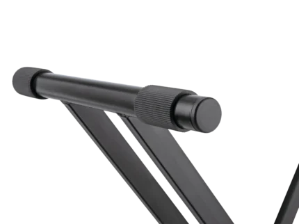 K&M Rick keyboard stand in black supporting electronic keyboard in live performance setup