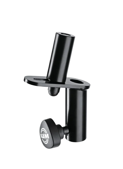 K&M speaker tilt adapter mounted on stand showing professional audio installation application