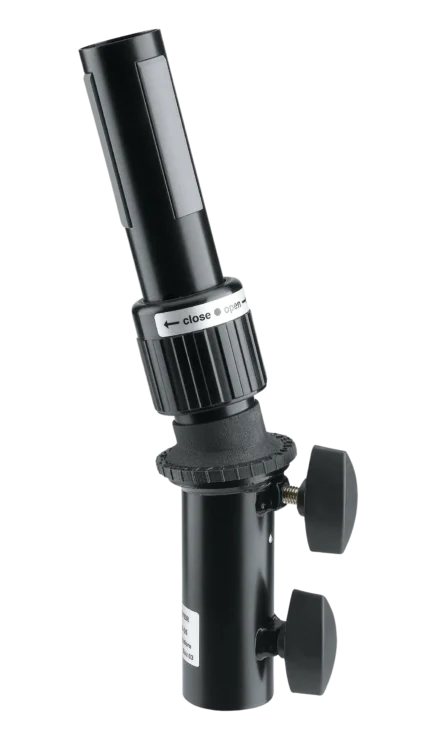 K&M speaker tilt connector black metal mounting bracket front view