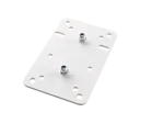 K&M speaker wall mount adapter plate 1 in black finish, front view showing mounting surface