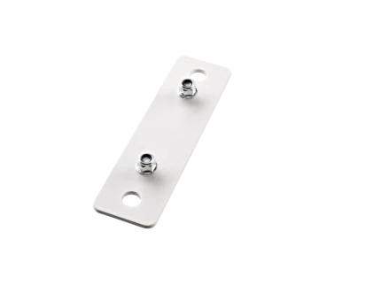 K&M speaker wall mount adapter plate 5 in black finish, front view showing mounting interface