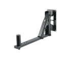 K&M black speaker wall mount with adjustable tilt and swivel mechanism front view