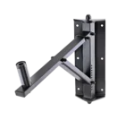 K&M black speaker wall mount with adjustable tilt and swivel mechanism front view