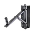 K&M black speaker wall mount with adjustable tilt and swivel mechanism front view