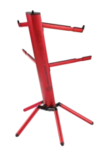 K&M Spider Pro red anodized keyboard stand rear panel showing stability feet and support structure