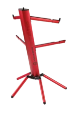 K&M Spider Pro red anodized keyboard stand rear panel showing stability feet and support structure