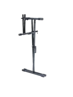 K&M Stacker black microphone stand mechanism detail showing locking collar and adjustment hardware