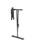 K&M Stacker black microphone stand rear panel showing cable management and mounting hardware details