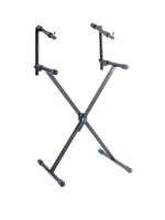 K&M Stacker black stand dimensional diagram showing height width and depth measurements
