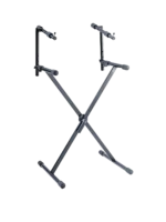 K&M Stacker black stand dimensional diagram showing height width and depth measurements