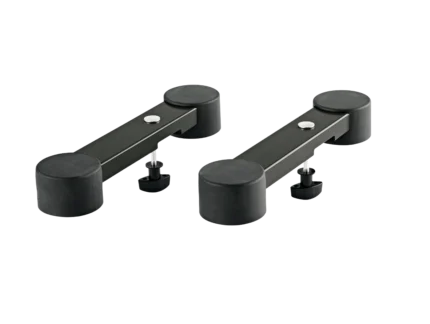 K&M black support arm mounted on Omega stand for digital piano keyboard