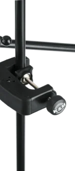 K&M table clamp black rear panel showing mounting hardware and adjustment mechanisms