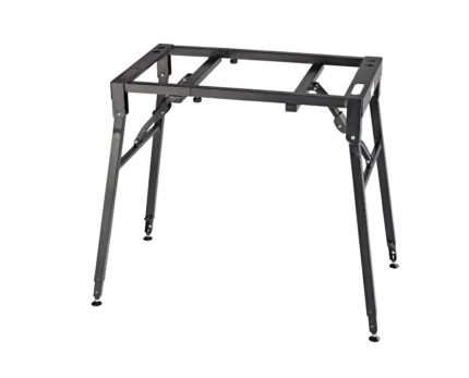 K&M table-style keyboard stand in black with sturdy base and adjustable height mechanism