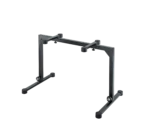 K&M table-style keyboard stand black with dimensional measurements and specifications diagram