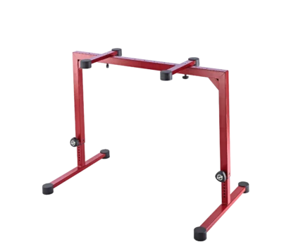 K&M red table-style keyboard stand with sturdy metal frame and adjustable height