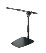K&M tabletop floor microphone stand with short boom arm in black finish
