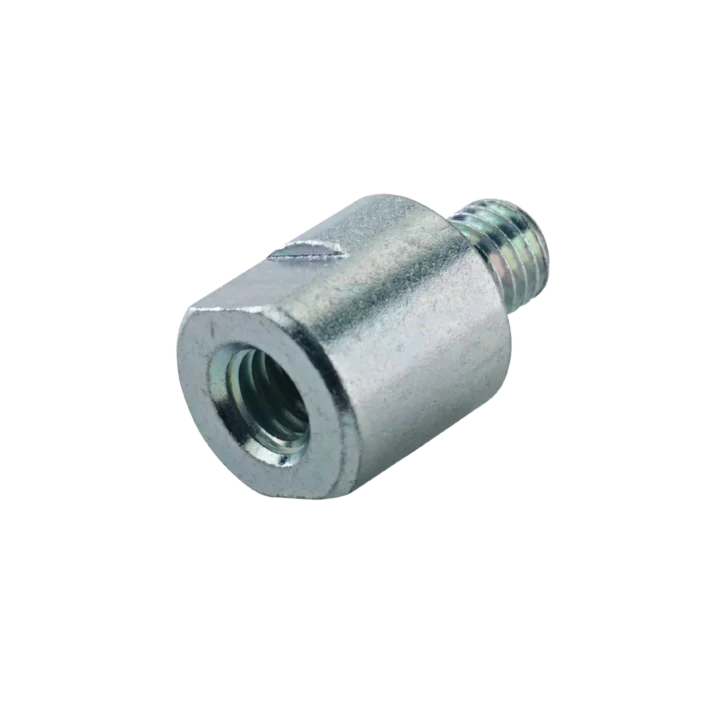 K&M thread adapter zinc coated metal hardware connector front view