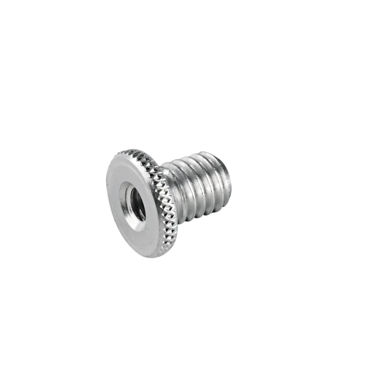 K&M thread adapter zinc coated metal hardware connector front view