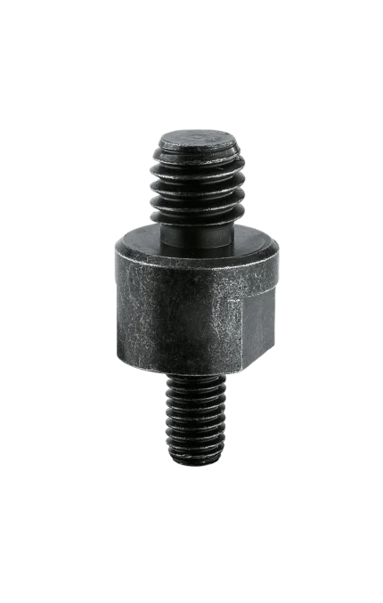 K&M threaded pin 5/8 inch black metal hardware component front view