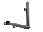 K&M universal holder black stand adapter shown from side angle with mounting bracket detail