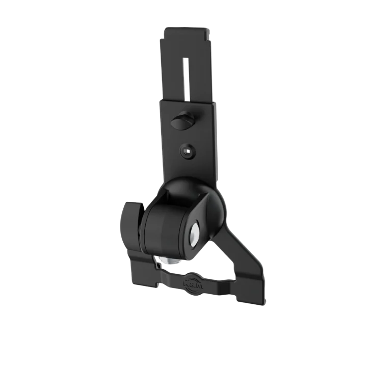 K&M universal tablet holder with biobased material, microphone thread mount connection close-up detail