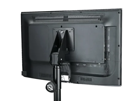 K&M Vesa Adapter black mounting bracket with adjustment features and hardware components