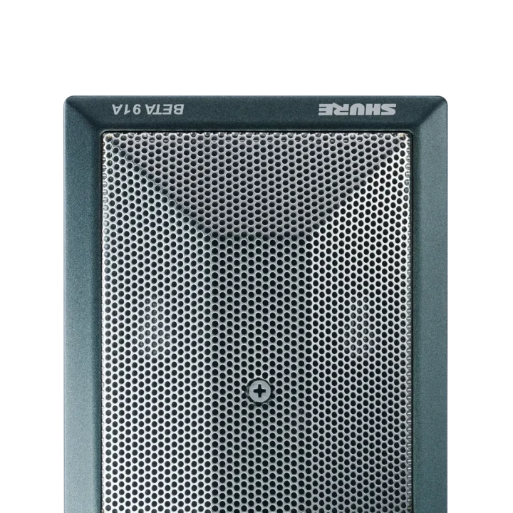 Shure BETA 91A half-cardioid condenser microphone showing capsule and mounting hardware detail