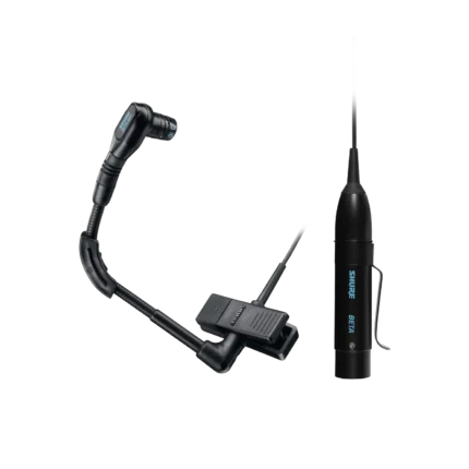 Shure BETA 98H/C clip-on cardioid condenser microphone mounted on acoustic instrument
