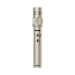 Shure KSM141 condenser microphone showing dual pattern switch and professional capsule design