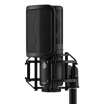 Shure KSM44MP large diaphragm multi-pattern condenser microphone shown from side angle
