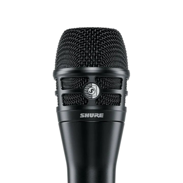 Shure KSM8/B Dualdyne dynamic microphone capsule and grille detail showing premium construction