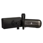 Shure KSM8/B Dualdyne dynamic handheld vocal microphone shown from side profile with grille detail