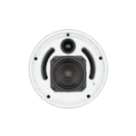 Shure MXN-6 networked pendant loudspeaker white finish showing speaker grille and mounting hardware