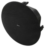 Shure MXP-5 black ceiling-mount passive loudspeaker showing grille and mounting detail