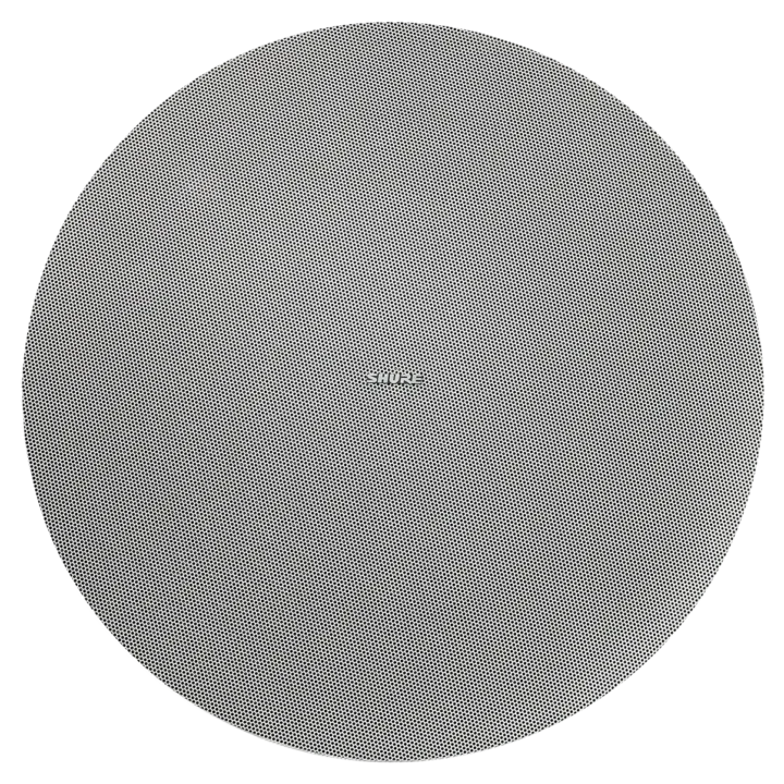 Shure MXP-5 passive ceiling loudspeaker with white tilebridge mounting bracket detail view