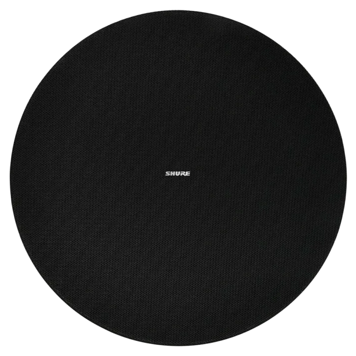 Shure MXP-5 passive ceiling loudspeaker with black tilebridge mounting bracket detail view