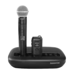 Shure MXW1X hybrid bodypack transmitter worn on performer during live application