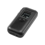 Shure MXW1X hybrid bodypack transmitter showing control interface and connectivity details