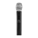 Shure MXW2X wireless handheld transmitter with SM86 capsule showing control interface and grip detail