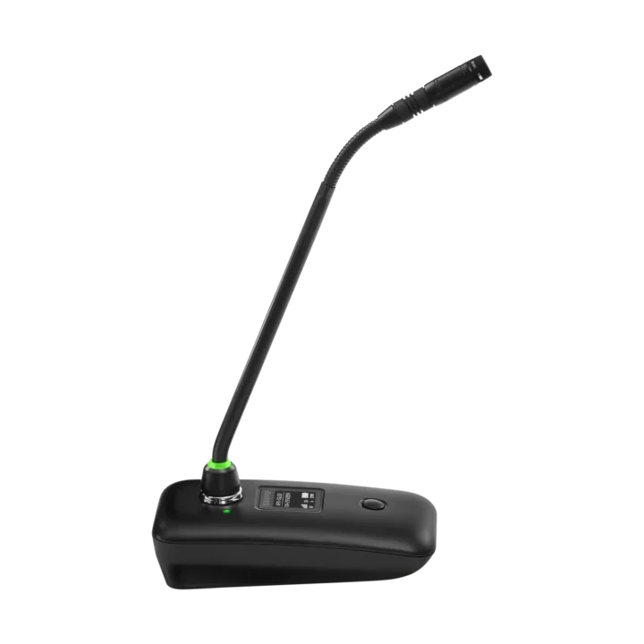 Shure MXW8X desktop gooseneck transmitter with flexible neck and wireless microphone capsule