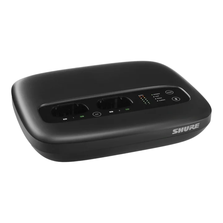 Shure MXWAPXD2 wireless access point transceiver with front panel controls and antenna connectors