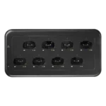 Shure MXWNDX networked charging station showing connection ports and control interface detail
